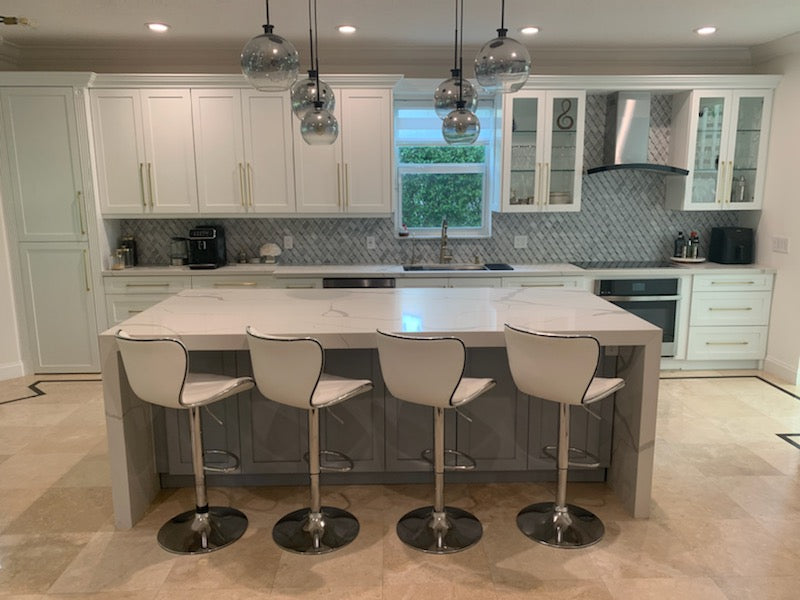 Cabinet refacing display with shaker doors and quartz countertop